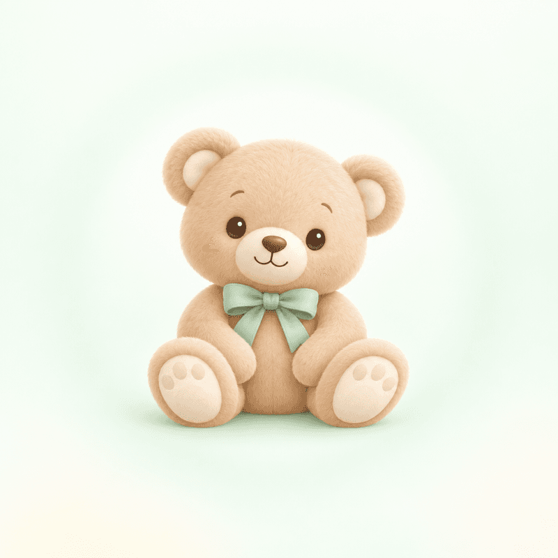 Osito de peluche con moño verde
